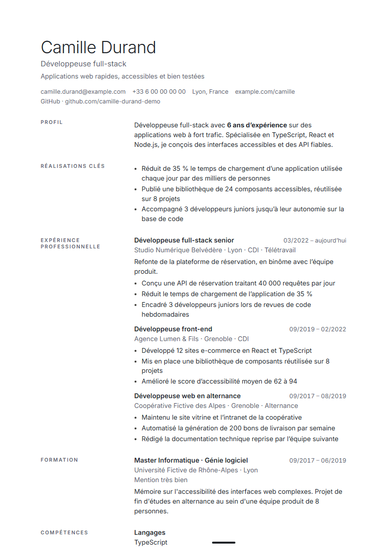 Aperçu du modèle Minimal