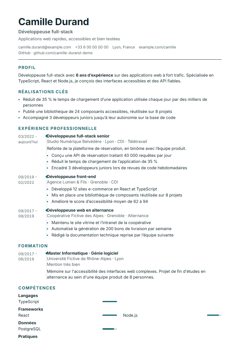 Aperçu du modèle Chronologie